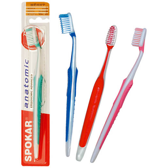 Spokar 3419 Anatomic mäkká zubná kefka protišmykové držadlo, odpružená hlava