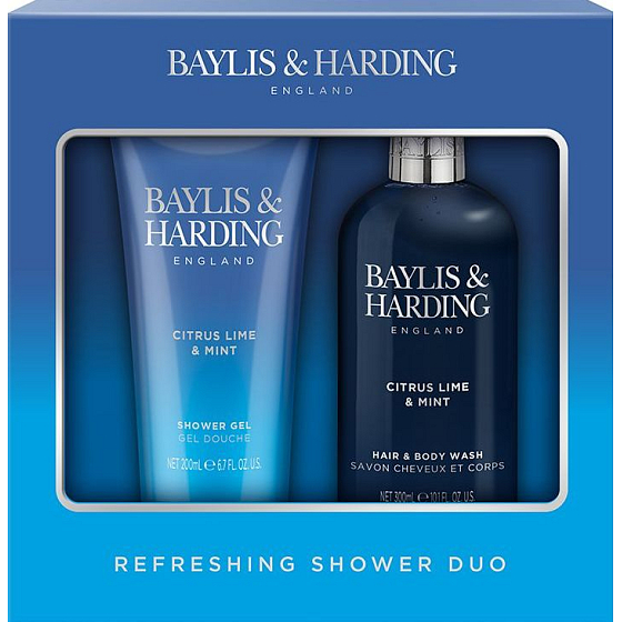 Baylis & Harding Men 'Citrus Lime & Mint umývací gél na telo a vlasy 300 ml + sprchový gél 200 ml, kozmetická sada pre mužov
