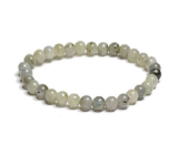 Labradoritový náramok elastický prírodný kameň, guľôčka 6 mm / 16 - 17 cm, kameň premeny