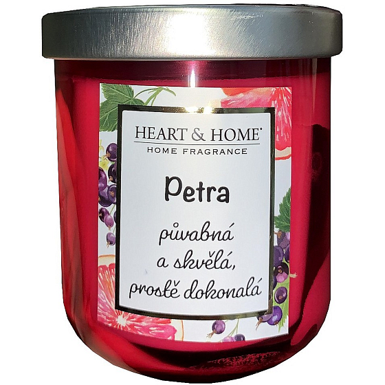 Heart & Home Svieža sójová sviečka s vôňou grapefruitu a čiernych ríbezlí s názvom Petra 110 g