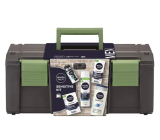 Nivea Men Sensitive Kit pleťový krém 75 ml + Nivea Men Sensitive voda po holení 100 ml + Nivea Men Sensitive gél na holenie 200 ml + Nivea Men Invisible Black & White Fresh antiperspirant roll-on 50 ml + Nivea Men Sensitive sprchový gél 250 ml + kufor na náradie, kozmetická sada pre mužov