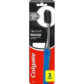 Colgate Slim Soft Charcoal zubný kartáčik 3-pack