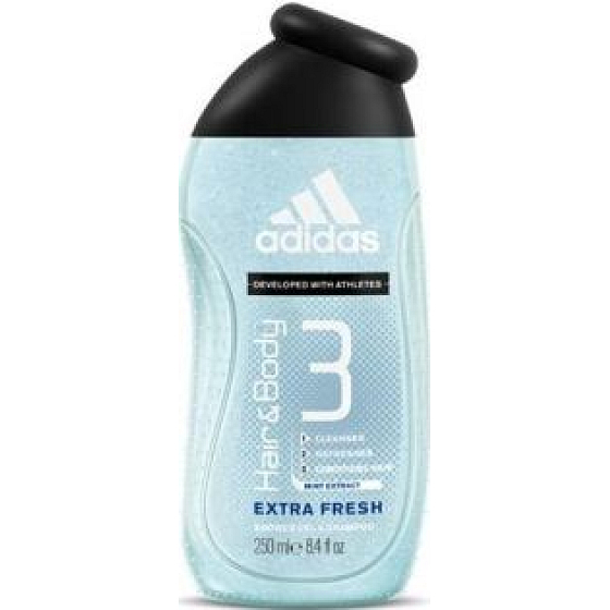Adidas 3 Extra Fresh sprchový gél na telo a vlasy pre mužov 250 ml