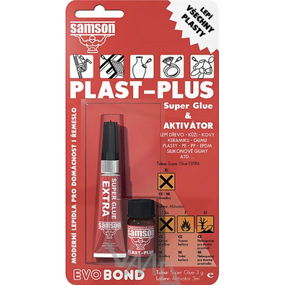 Samson Plast Plus Super Glue & Aktivátor súprava určená na lepenie predovšetkým neslepitelných plastů3 g, 3 ml
