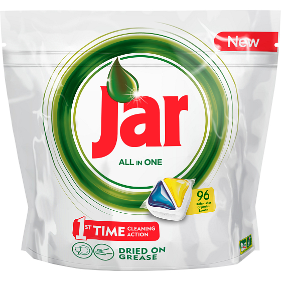 Jar All in One Lemon kapsule do umývačky riadu 96 kusov