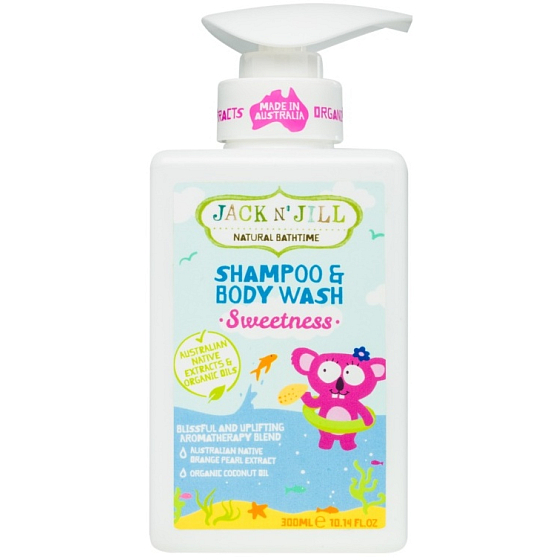 Jack N Jill BIO Sweetness Sladkosť 2v1 sprchový gél a šampón pre deti dávkovač 300 ml