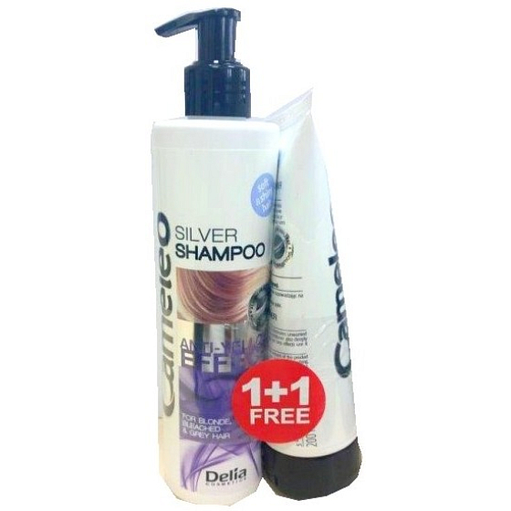 Delia Cosmetics Cameley Silver rozjasňujúci šampón na blond vlasy, neutralizujúce žlté tóny 250 ml + kondicionér 200 ml, duopack