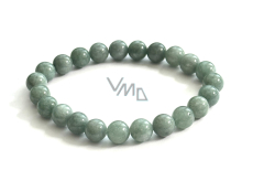 Jadeit Barmský zelený náramok elastický prírodný kameň, guľôčka 8 mm / 16 - 17 cm