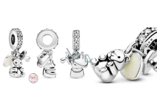 Šarm Sterling Silver 925 Plyšový medvedík 3v1, náramok prívesok Rodina
