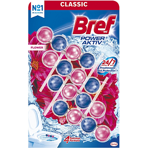 Bref Power Aktiv WC blok Kvetinové rozkvetenie, tuhý WC blok, 4 × 50 g