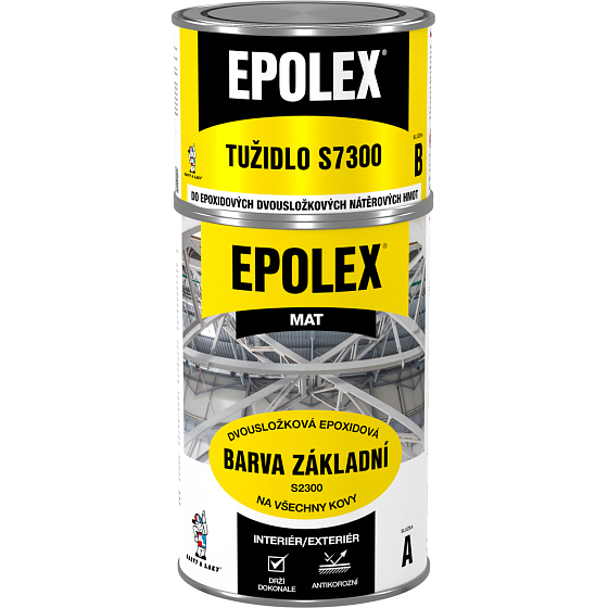 EPOLEX S2300 farba základná na kov, šedý mat + Epolex S7300 tužidlo, sada 1,18 kg