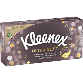 Kleenex Ultra Soft 3-vrstvé papierové vreckovky v krabičke, 64 ks