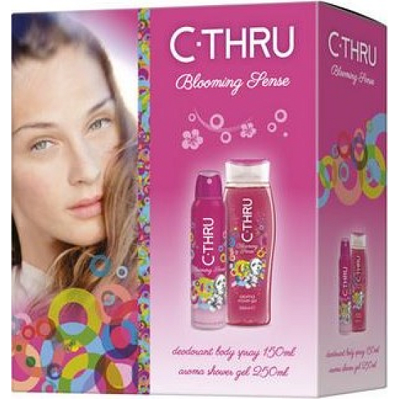 C-Thru Blooming Sense dezodorant sprej 150 ml + sprchový gél 250 ml, pre ženy kozmetická sada
