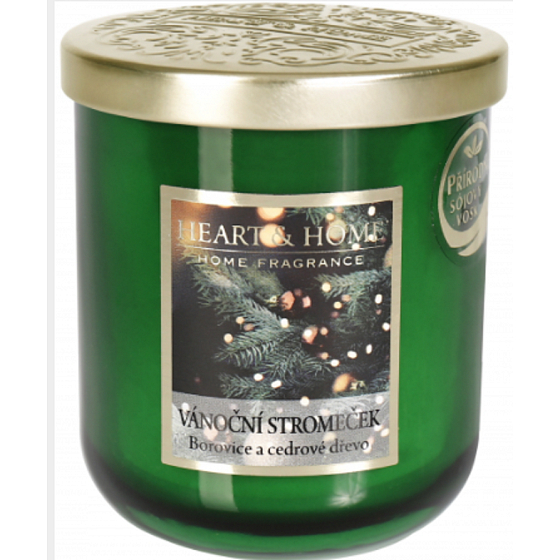 Heart & Home Vôňa vianočného stromčeka Sójová vonná sviečka strednej horí až 30 hodín 110 g