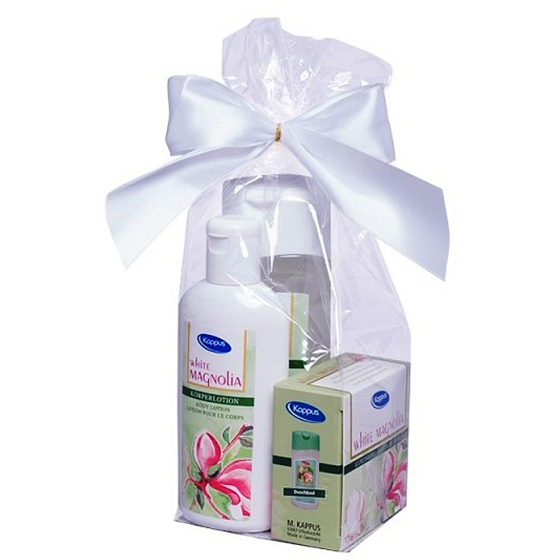 Kappus Magnolia sprchový gél 250 ml + telové mlieko 200 ml + tuhé mydlo 125 g, kozmetická sada