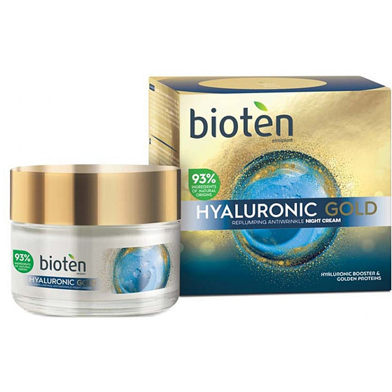 Bioten Hyaluronic Gold vyplňujúci nočný krém pre zrelú pleť 50 ml