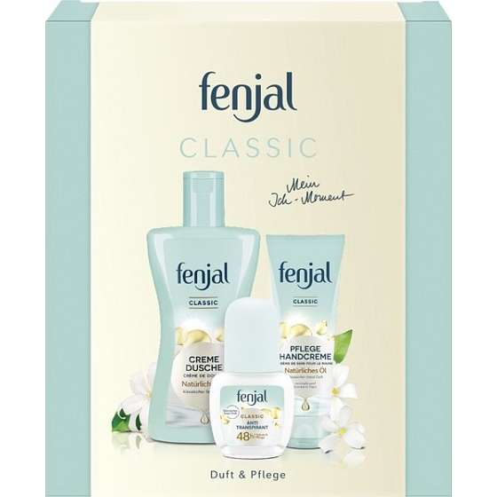 Fenjal Classic krém na ruky 75 ml + sprchový gél 200 ml + 48h guľôčkový antiperspirant roll-on 50 ml, kozmetická sada
