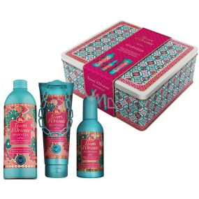 Tesori d Oriente Ayurveda parfumovaná voda 100 ml + sprchový gél 250 ml + krém do kúpeľa 500 ml + plechová krabička, darčeková súprava pre ženy