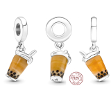 Prívesok zo striebra 925 Bubble Tea - Mliečny čaj, prívesok na náramok, Jedlo a nápoje