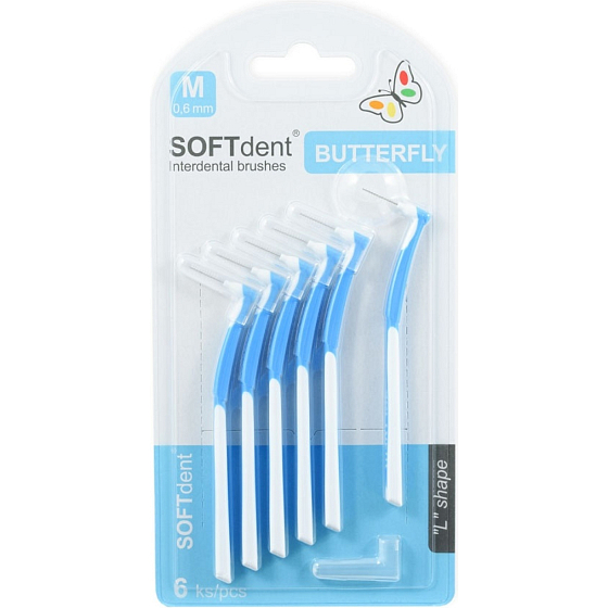 SOFTdent zahnuté mezizubné kartáčky M 0,6 mm, 6 ks