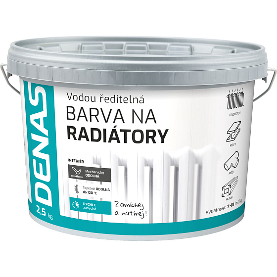 DENAS FARBA NA RADIÁTORY rýchloschnúca, 0100 biela, 2,5 kg