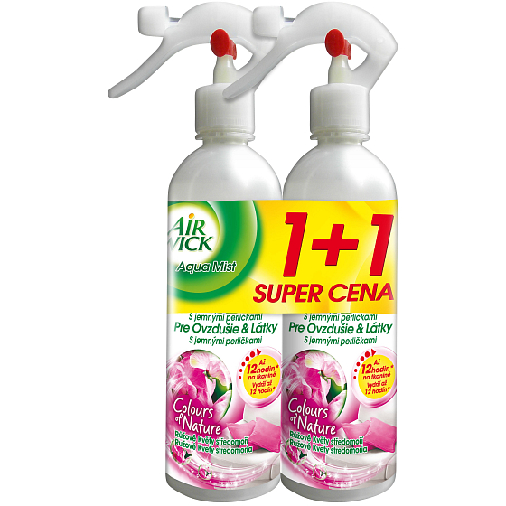 Air Wick Aqua Mist Ružové kvety tekutý 2 x osviežovač vzduchu 345 ml