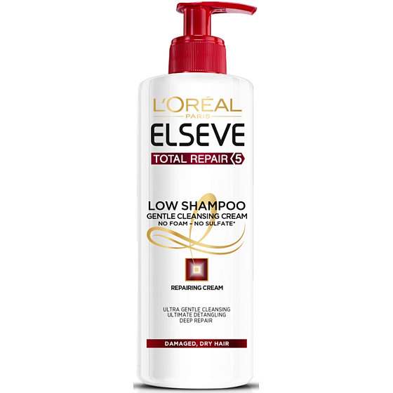 Loreal Paris Elseve Total Repair 5 Low šampón na poškodené, suché vlasy dávkovač 400 ml