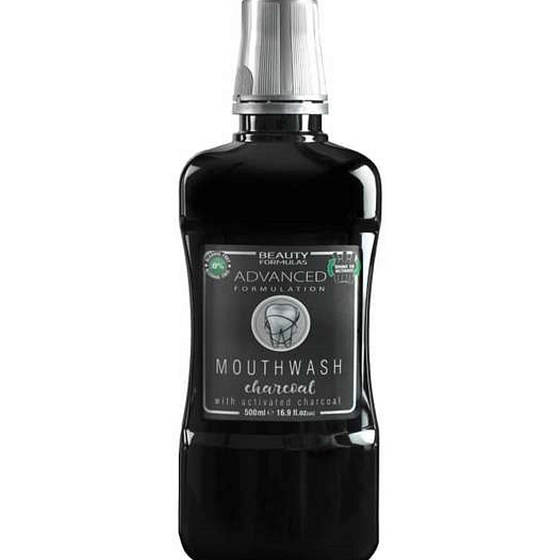 Beauty Formulas Charcoal Aktívne uhlie ústna voda proti zápachu z úst a zápalu ďasien 500 ml