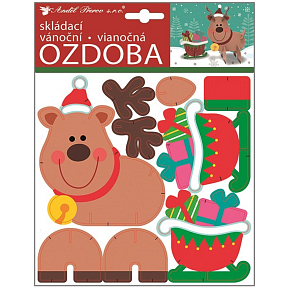 Skladacia papierová ozdoba Vianočný sob 23 x 19 cm