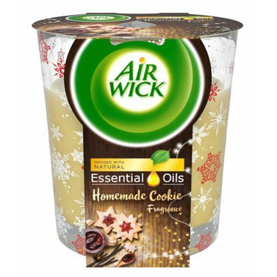 Air Wick Essential Oils Warm Vanilla - Vôňa vanilkového pečiva vonná sviečka v skle 105 g