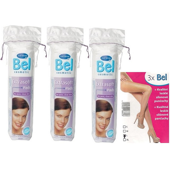 Bel Cosmetic Kozmetické tampóny 3 x 70 kusov + kvalitné lesklé silónové pančuchy
