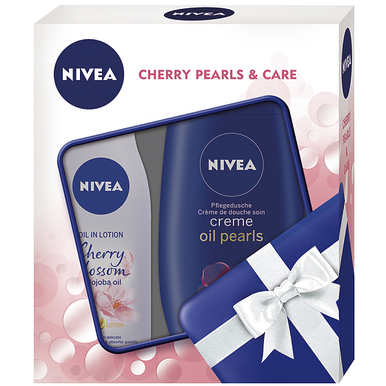 Nivea Jojoba Oil telové mlieko 200 ml + Creme Oil Pearls Cherry Blossom sprchový gél 250 ml, kozmetická sada