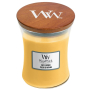 Woodwick Oat Flower - Ovesný kvet vonná sviečka s dreveným knôtom a viečkom sklo stredná 275 g