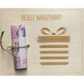 Albi Drevená karta na peniaze Happy Birthday 15,5 x 12,5 x 0,3 cm