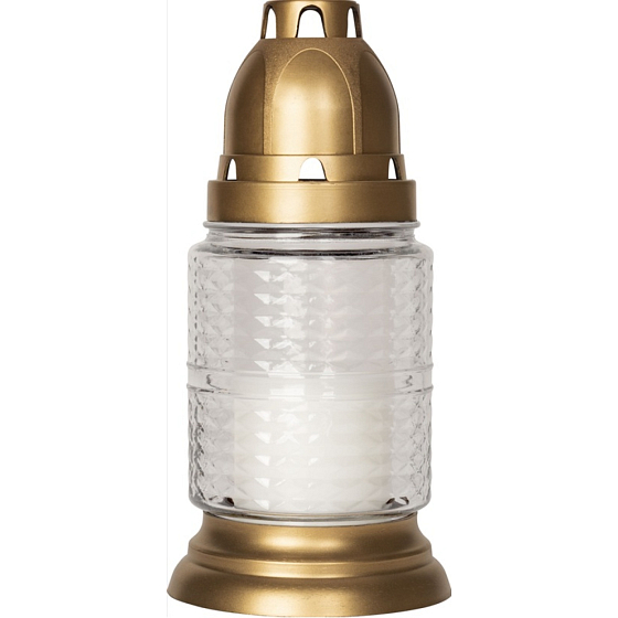 Bispol hřbitovní skleněná lampa elegantná, doba horenia 15 hodín 50 g, výška 16,5 cm