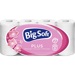 Big Soft Plus 2vrstvový toaletný papier, 8 rolí, 17,6 m role