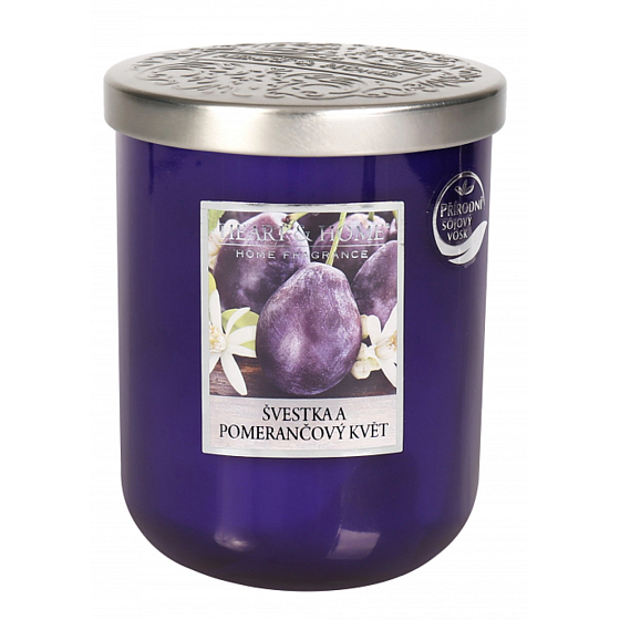 Heart & Home Švestka a pomarančový kvet Sójová vonná sviečka veľká horí až 70 hodín 310 g