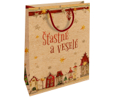 Nekupto Darčeková Kraftová taška 28 x 37 cm Vianočný Šťastné a Veselé 605 WKHL