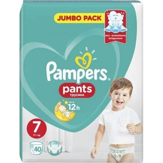 Pampers Pants veľkosť 7, 17+ kg plienkové nohavičky 40 kusov