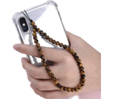 Tigrie oko prívesok na mobilný telefón proti strate, korálik z prírodného kameňa 6 mm / 26,5 cm, kameň slnka a zeme, prináša šťastie a bohatstvo