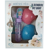 Bohemia Gifts Morská víla bomba do kúpeľa 2 x 50 g + pena do kúpeľa 30 ml, kozmetická sada pre deti