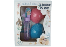 Bohemia Gifts Morská víla bomba do kúpeľa 2 x 50 g + pena do kúpeľa 30 ml, kozmetická sada pre deti
