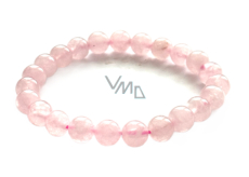 Ruženin náramok elastický prírodný kameň, guľôčka 8 mm / 16 - 17 cm, kameň lásky