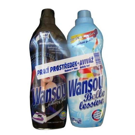 Wansou Modern & Color tekutý prací prostriedok na farebnú bielizeň 2 l + Wansou Felicity aviváž 1 l, Duo