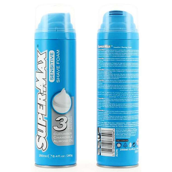 Super-Max Sensitive pena na holenie s trojitým účinkom 250 ml 1 kus