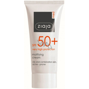 Ziaja Med Protecting SPF 50+ UVA + UVB matujúci opaľovací krém mastnú a zmiešanú pleť 50 ml