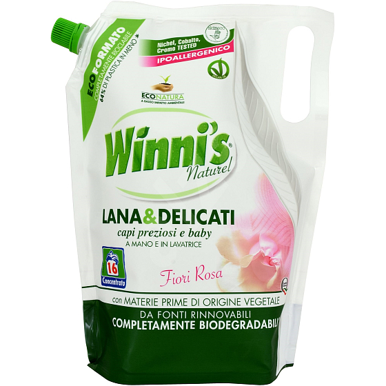 Winnis Eko Laná & Delicato Ruže hypoalergénne prací gél na vlnu, hodváb a jemnú bielizeň 16 dávok 800 ml