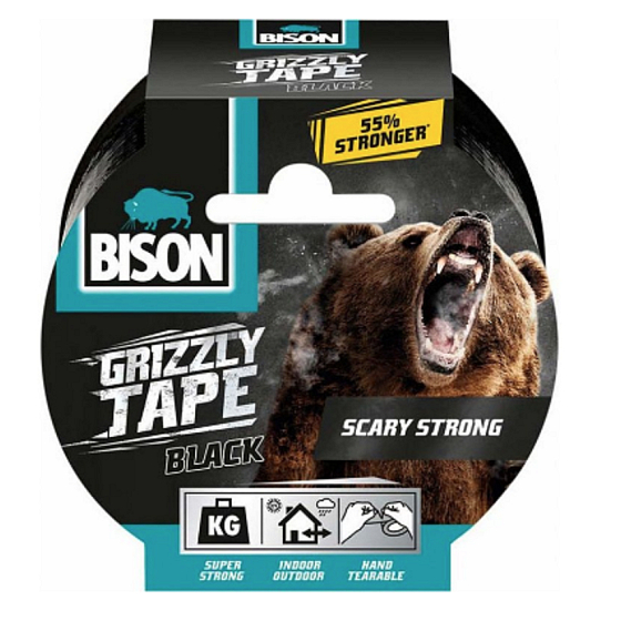 Bison Grizzly Tape lepiaca páska opravná čierna, šírka pásky: 50 mm s návinom o dĺžke 10 m