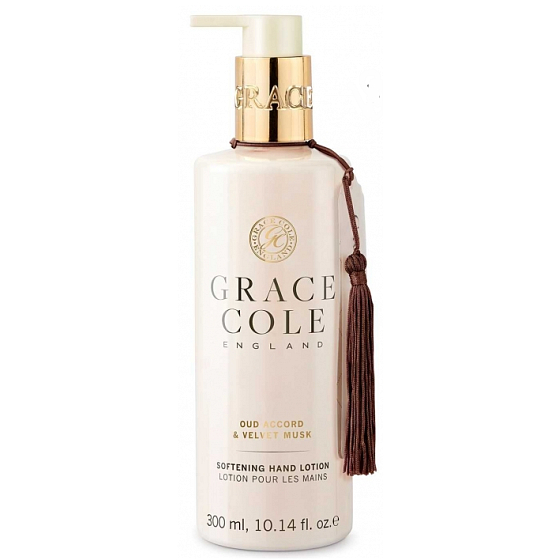 Grace Cole Oud Accord & Velvet Musk - Oudové drevo a zamatové pižmo jemné mlieko na ruky dávkovač 300 ml