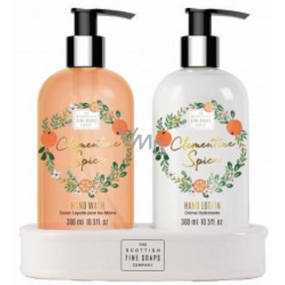 Scottish Fine Soaps Clementine Spice - Kořeněná mandarinka tekuté mýdlo dávkovač 300 ml + mléko dávkovač 300 ml, kosmetická sada